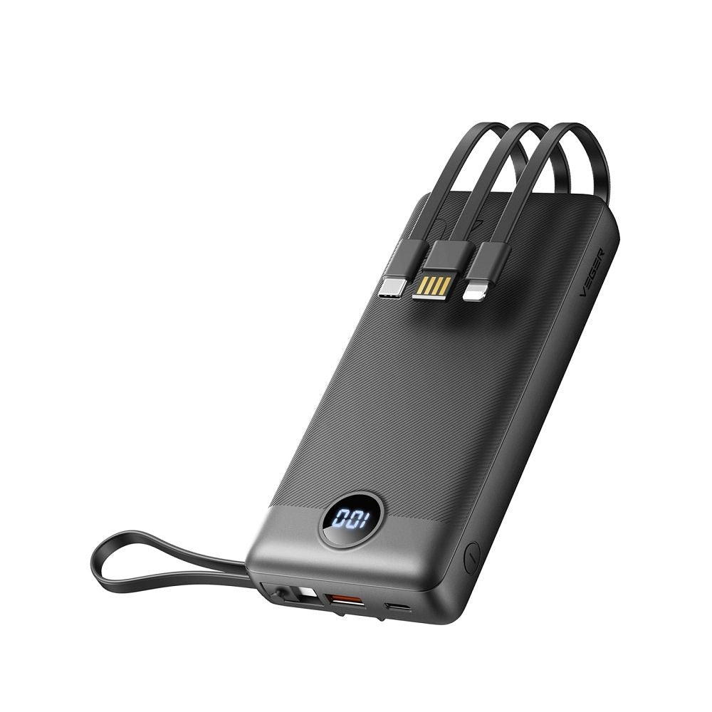 Veger Power Bank 20,000 mAh con Cables Integrados USB-C / Mi