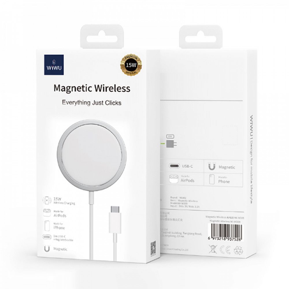 WiWU Cargador inalámbrico compatible con MagSafe Wi-W009 de