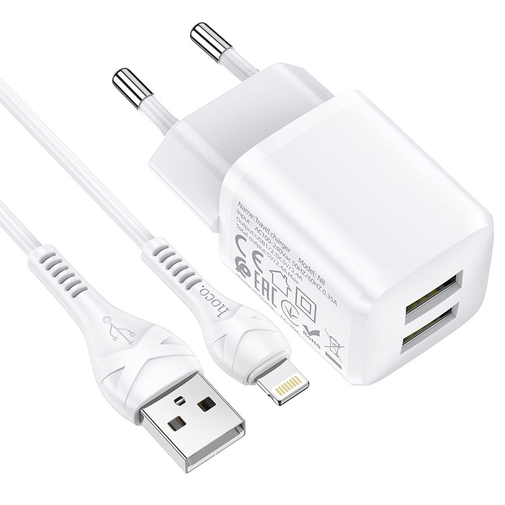 Hoco Cargador de Red 2xUSB + Cable para Lightning 8-pin 2,4A