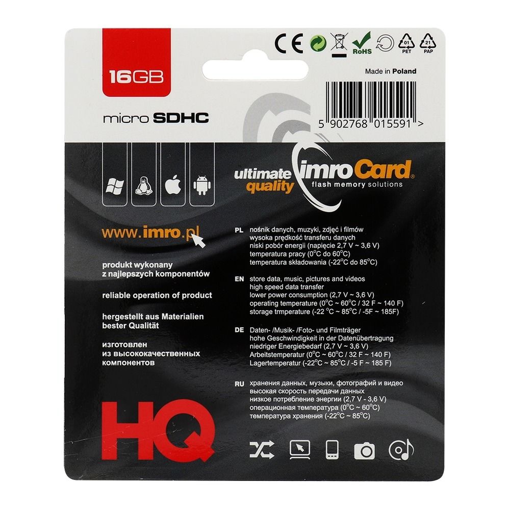 Imro Tarjeta de memoria IMRO microSD 16GB sin adaptador SD