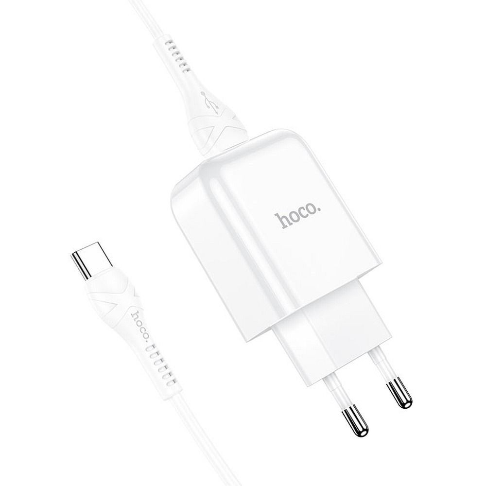 Hoco Cargador de RED USB + Cable Tipo C 2.1A N2 Vigour Blanc