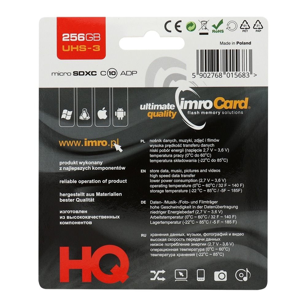 Imro Tarjeta de memoria IMRO microSD 256GB CLASS 10 UHS 3 10