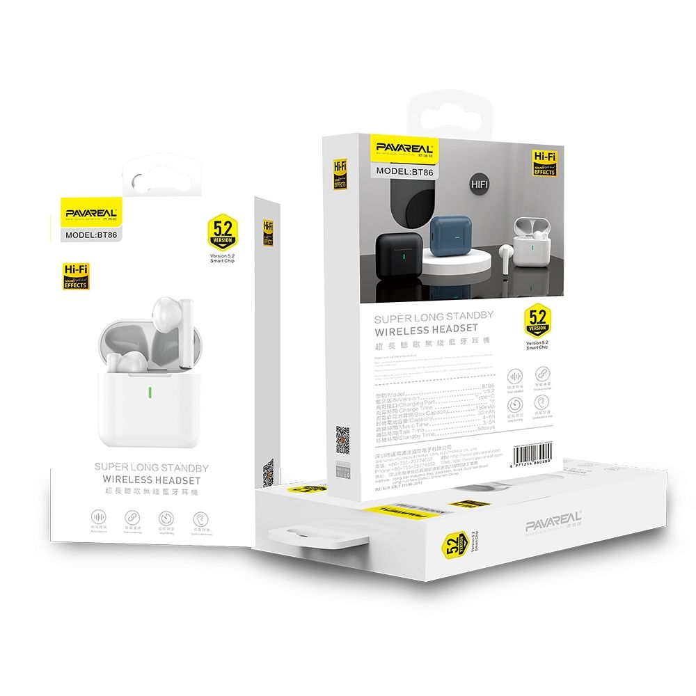 Pavareal Auriculares Inalámbricos Verdaderos PA-BT86 negros