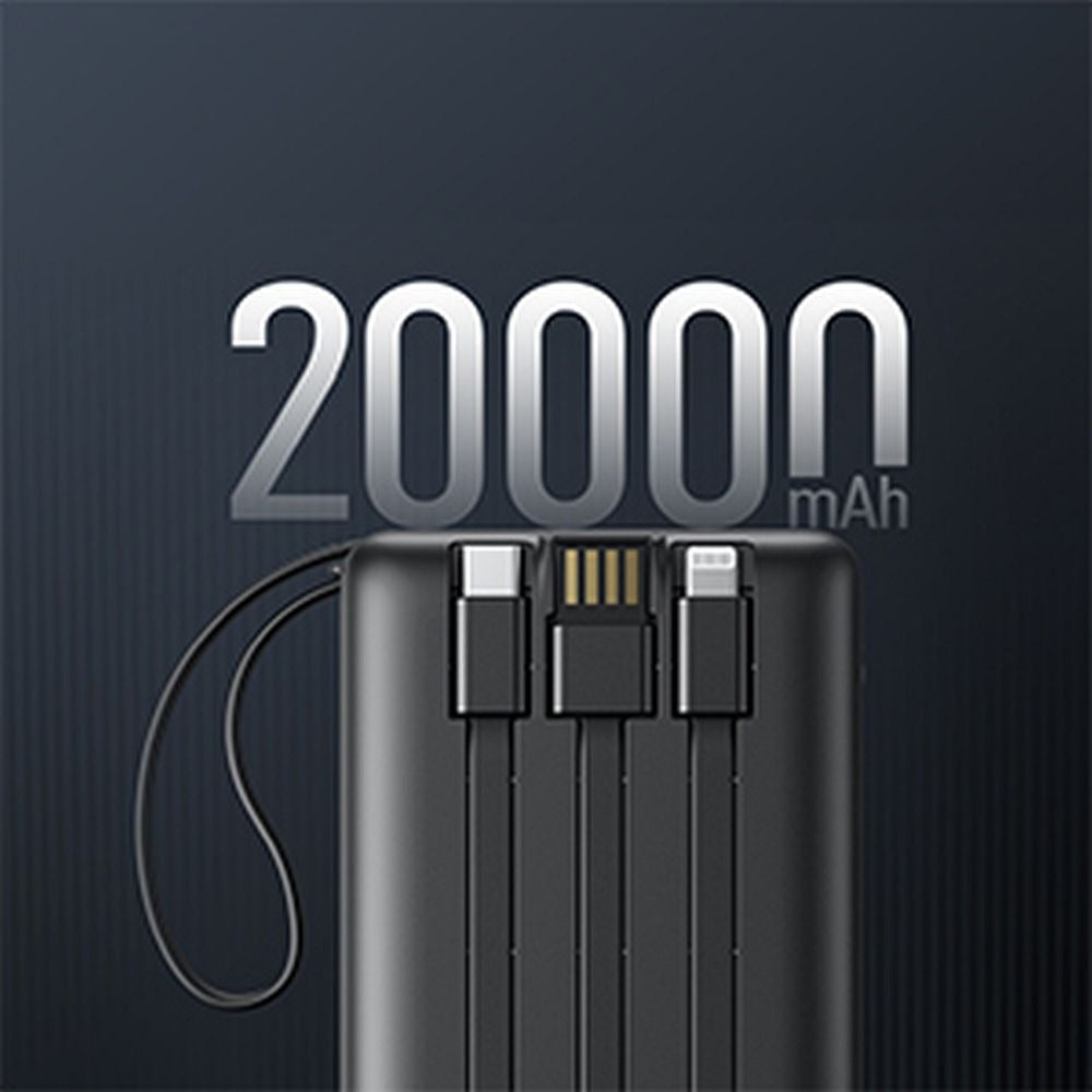 Veger Power Bank 20,000 mAh con Cables Integrados USB-C / Mi