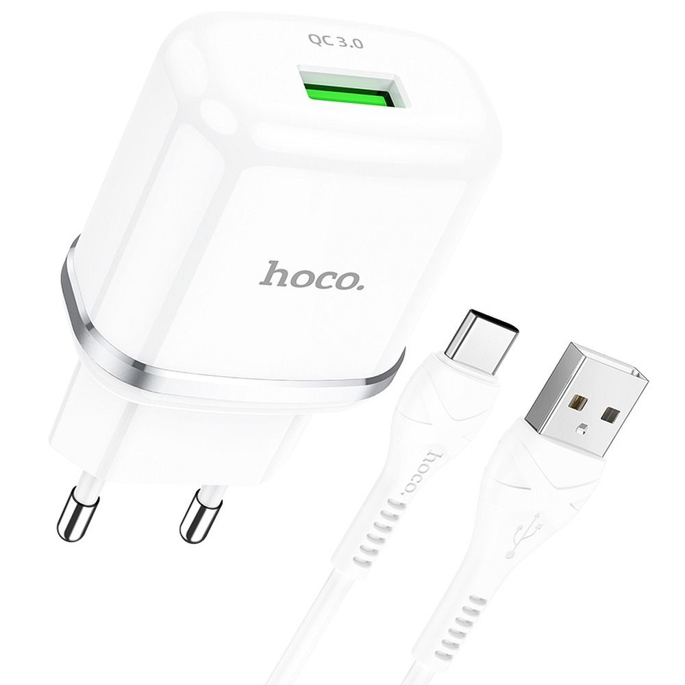 Cargador rápido USB compacto, carga segura con cable tipo C