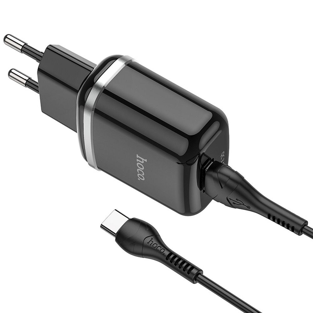 Cargador rápido USB compacto, carga segura con cable tipo C