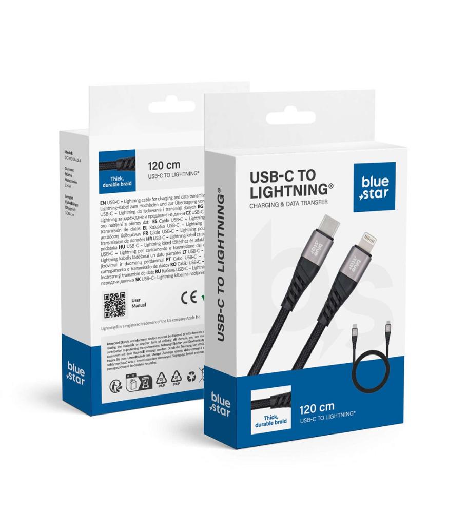 Cable USB-C a Lightning con carga rápida y diseño duradero