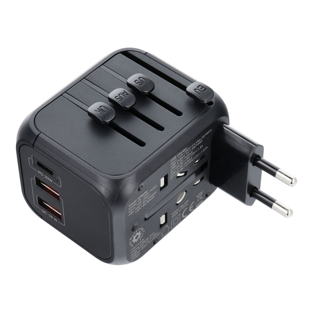 Cargador universal de viaje: USB-A y USB-C con carga rápida