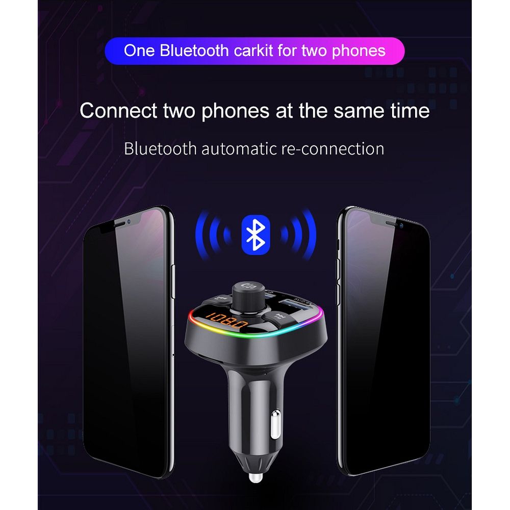 Transmisor para coche con Bluetooth, FM y doble puerto USB