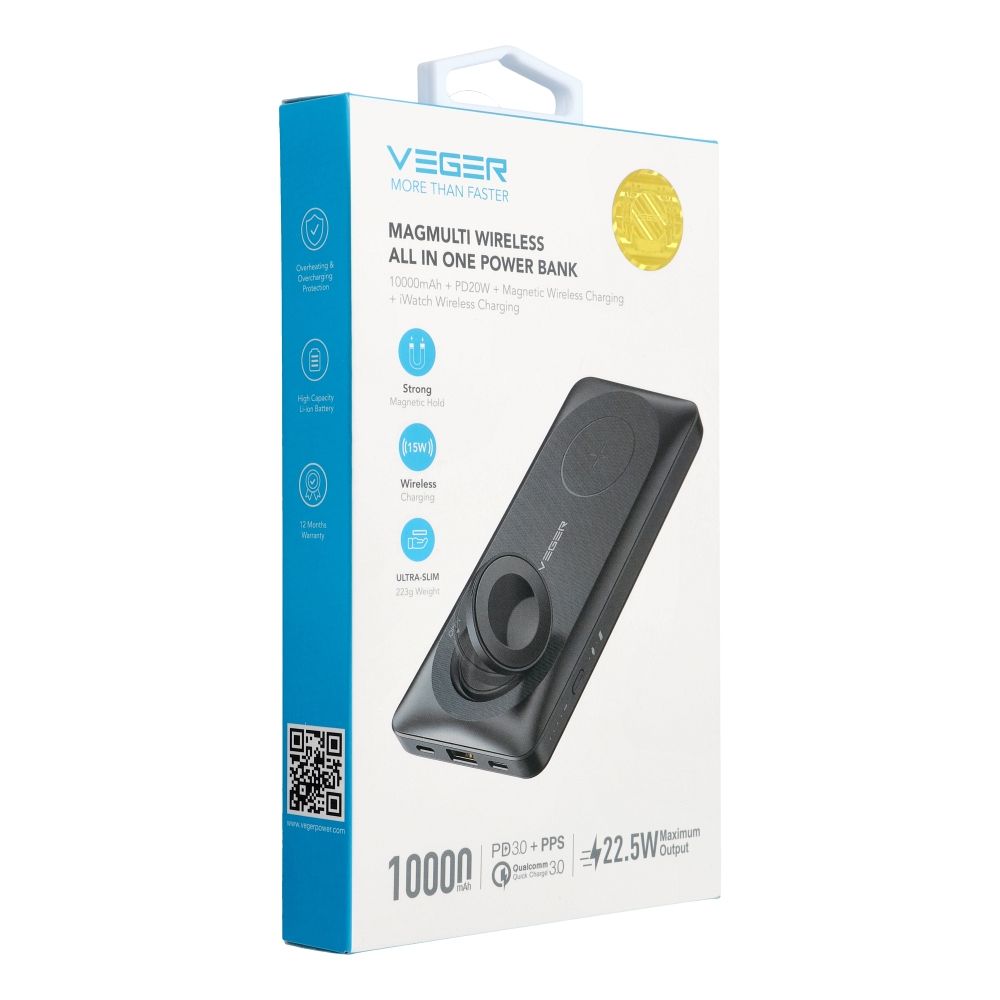 Power Bank 10,000 mAh con carga rápida MagSafe y Qi inalámbr