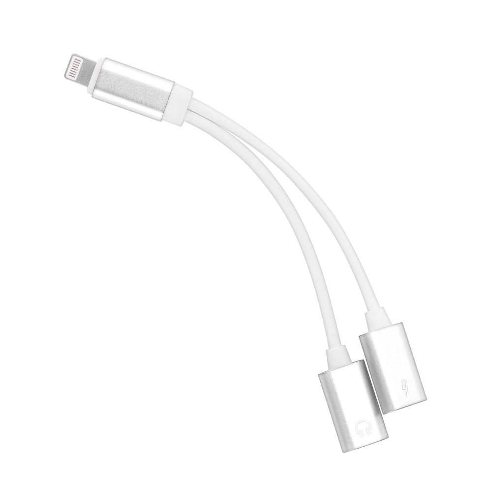 Adaptador Lightning 2 en 1: Carga y Audio para iPhone - Negr