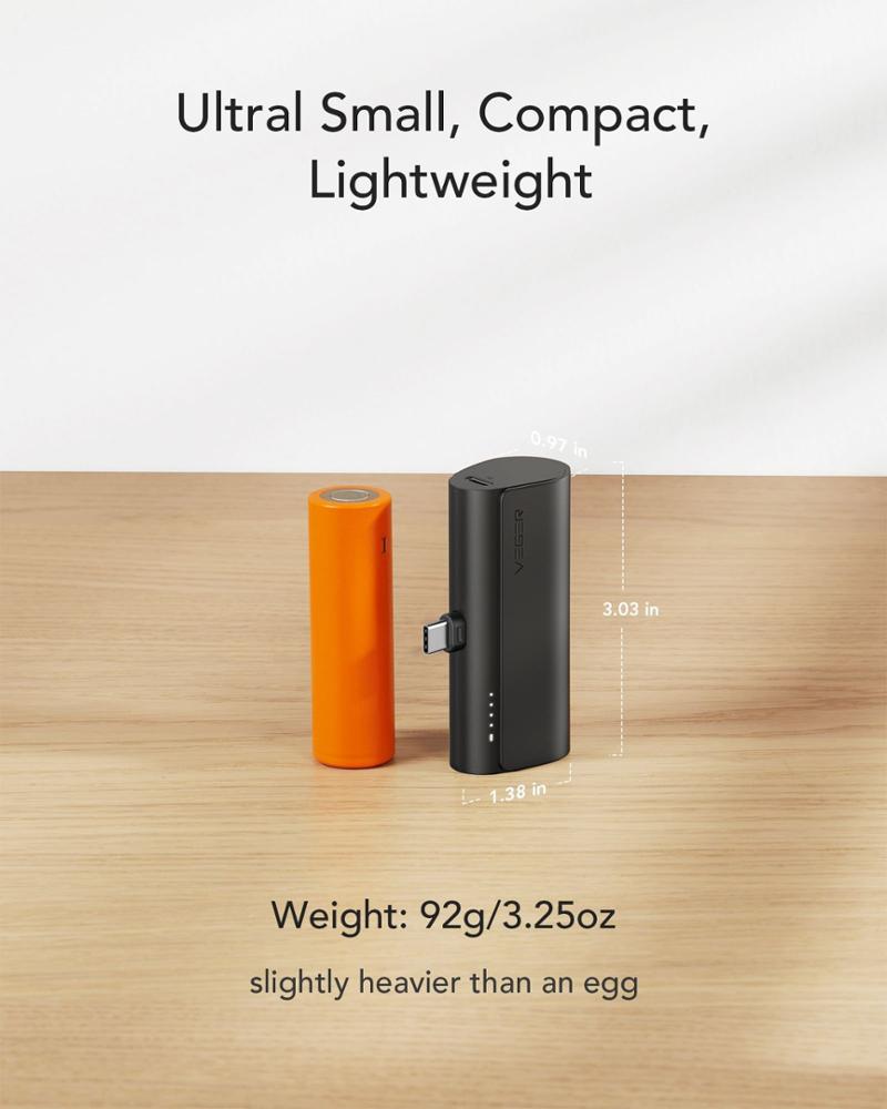 Powerbank Compacto USB-C 5000mAh Veger PlugOn - Carga Rápida