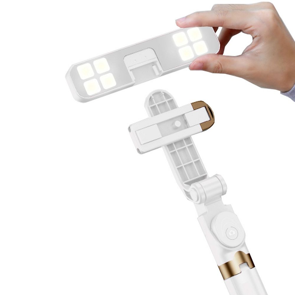 Oem Palo de selfie con trípode LED + control remoto blanco S