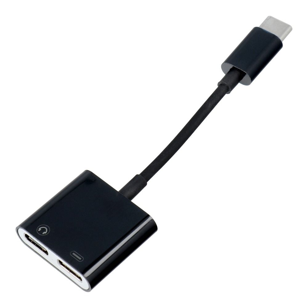 Oem Adaptador HF/audio + carga Tipo C para Tipo C Negro